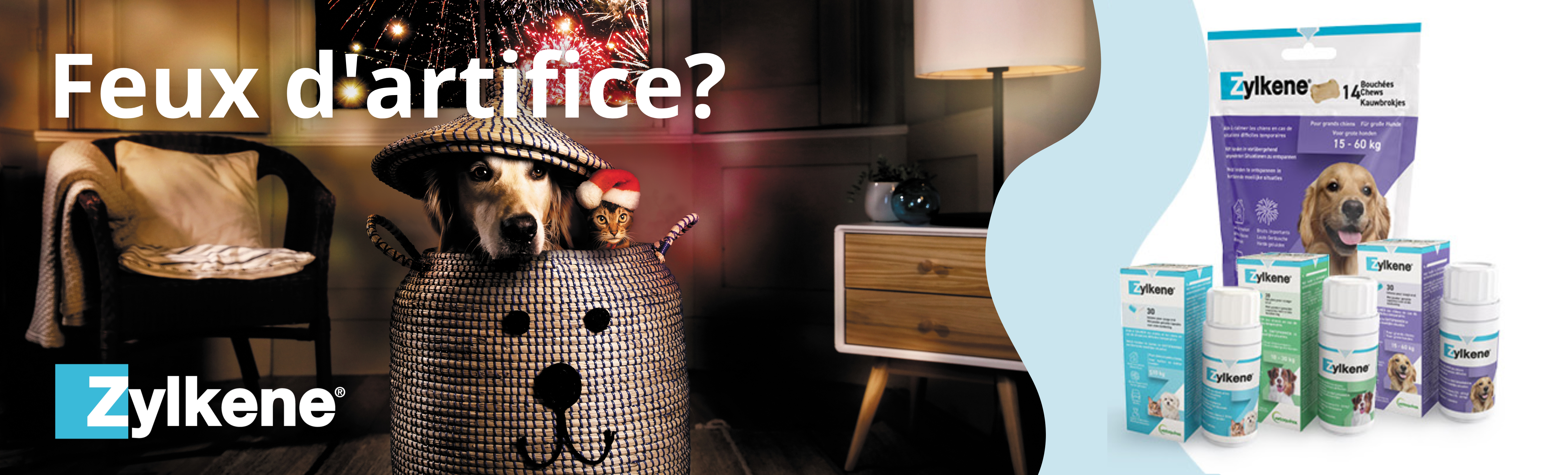 Zylkene aide votre animal à rester détendu en des situation tendues, comme des bruits forts